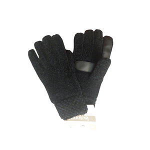 Isotoner Signature Black Chenille Cable-Knit Gloves Sz One Size NWT